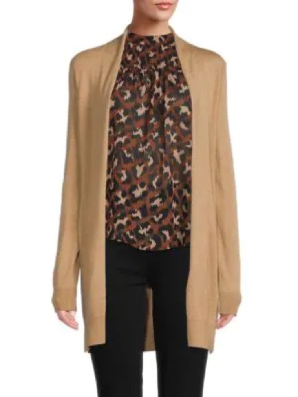 Saks Fifth Avenue Hooded Open-Front Cardigan - Camel